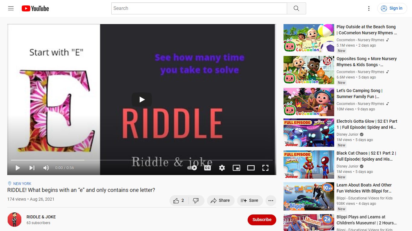 RIDDLE! What begins with an “e” and only contains one letter?